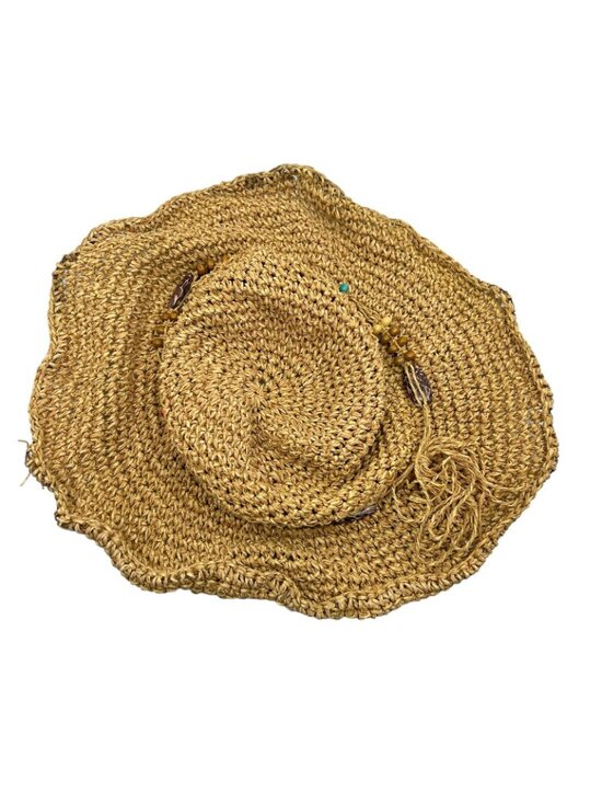 Saks Fifth Avenue Blue Women\'s OS Straw Hat Boho Hippie Floppy Wide Brim Woven main image 5